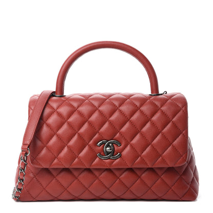 Chanel Caviar Quilted Small Coco Handle Flap Dark Red 1 of 11