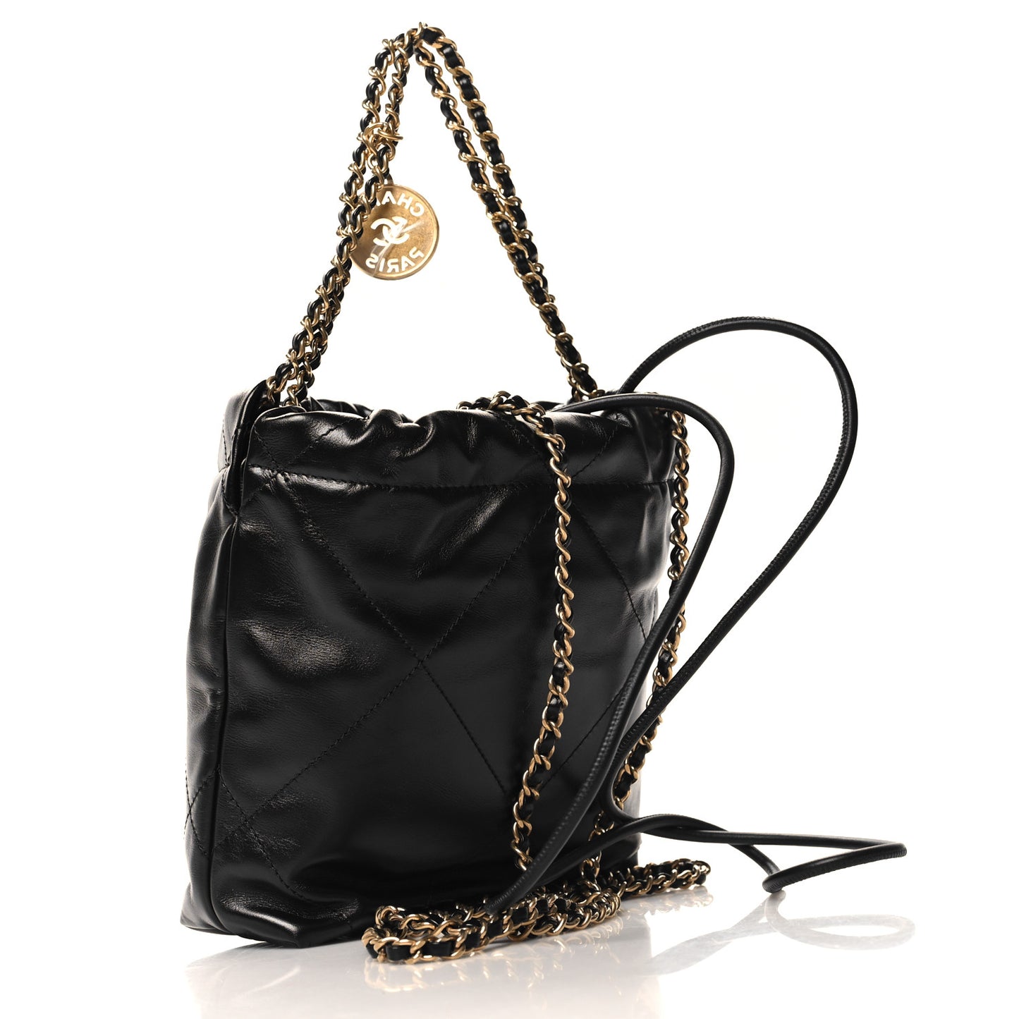Shiny Calfskin Quilted Mini Chanel 22 Black