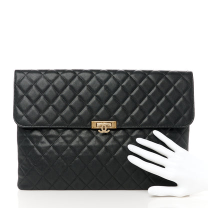 Chanel Caviar Quilted Medium Golden Class Pouch Black 2 of 8