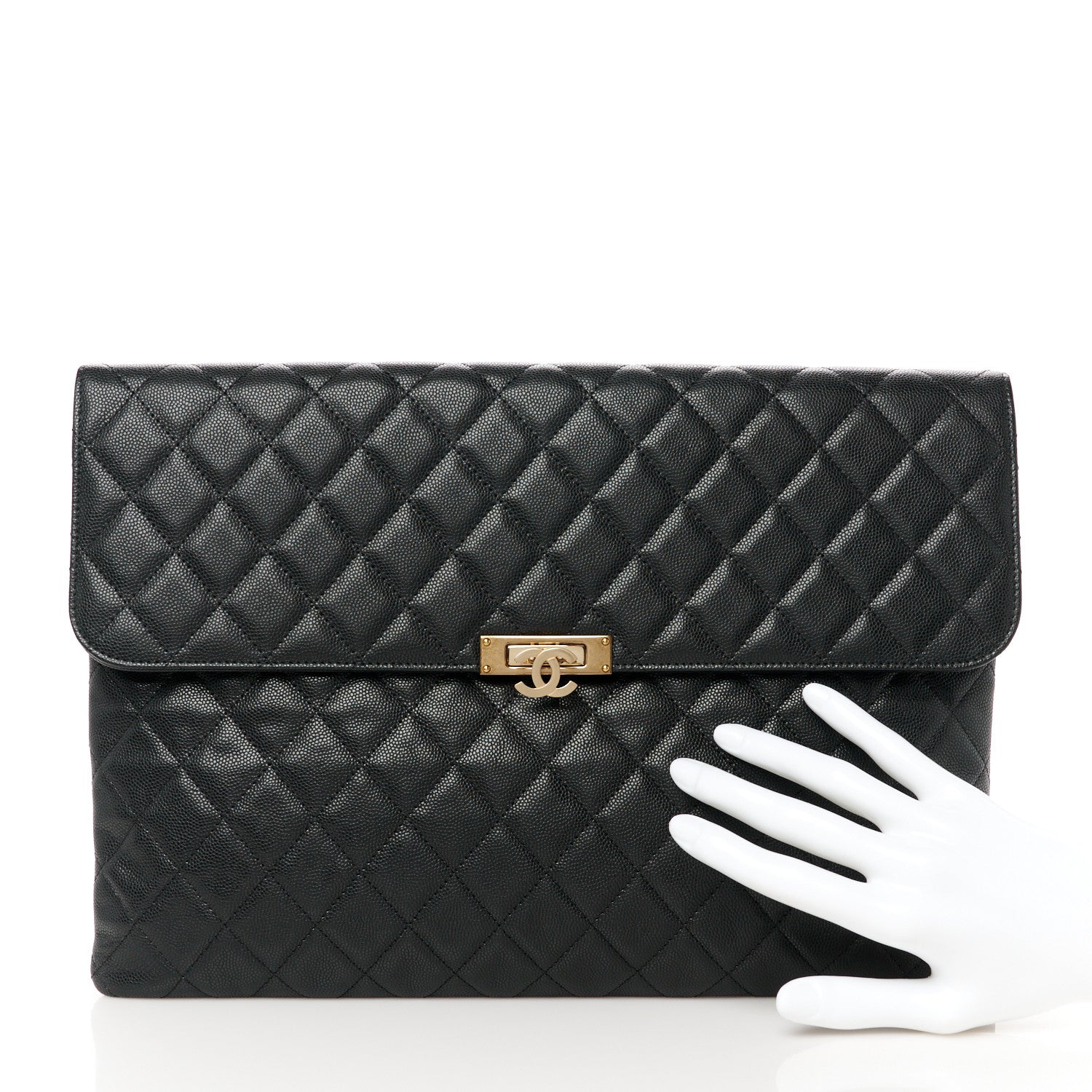 Chanel Caviar Quilted Large Golden Class Pouch Black 2 of 8