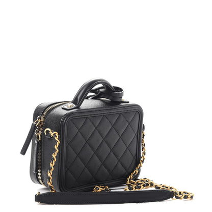 Chanel Caviar Quilted Small CC Filigree Vanity Case Black 4 of 9