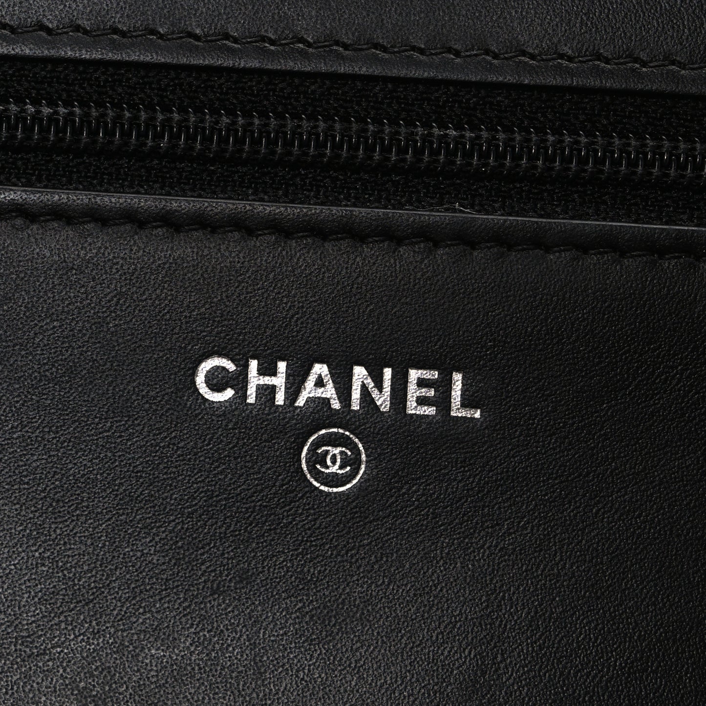Lambskin Camellia Studded Wallet on Chain WOC Black