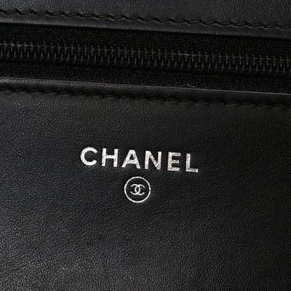 Chanel Lambskin Camellia Studded Wallet on Chain WOC Black 6 of 11