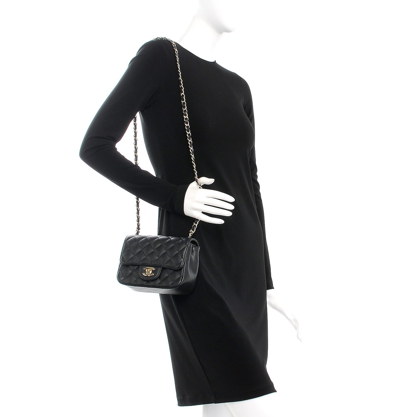 Caviar Quilted Mini Square Flap Black