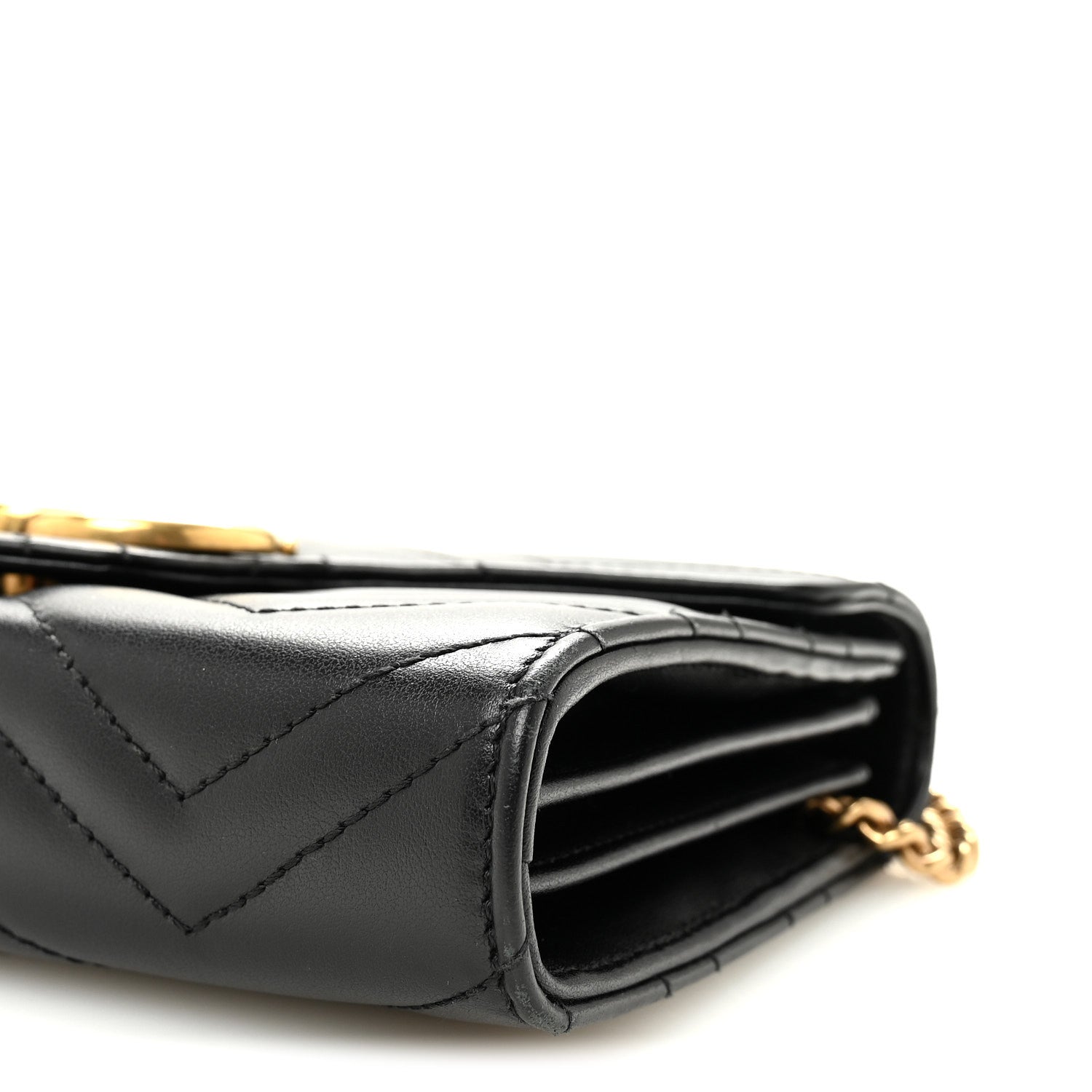 Gucci Calfskin Matelasse GG Marmont Chain Wallet Black 10 of 11