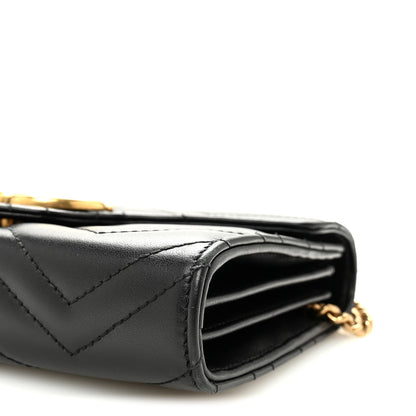 Gucci Calfskin Matelasse GG Marmont Chain Wallet Black 10 of 11