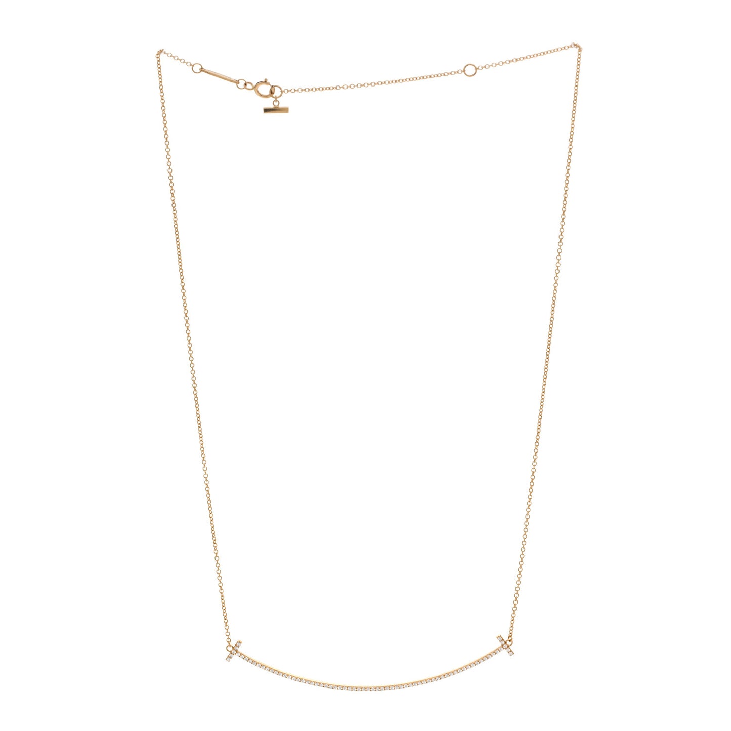 18K Yellow Gold Diamond Large T Smile Pendant Necklace