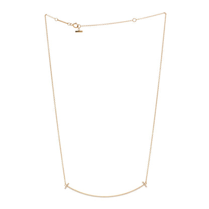 Tiffany 18K Yellow Gold Diamond Large T Smile Pendant Necklace 3 of 7