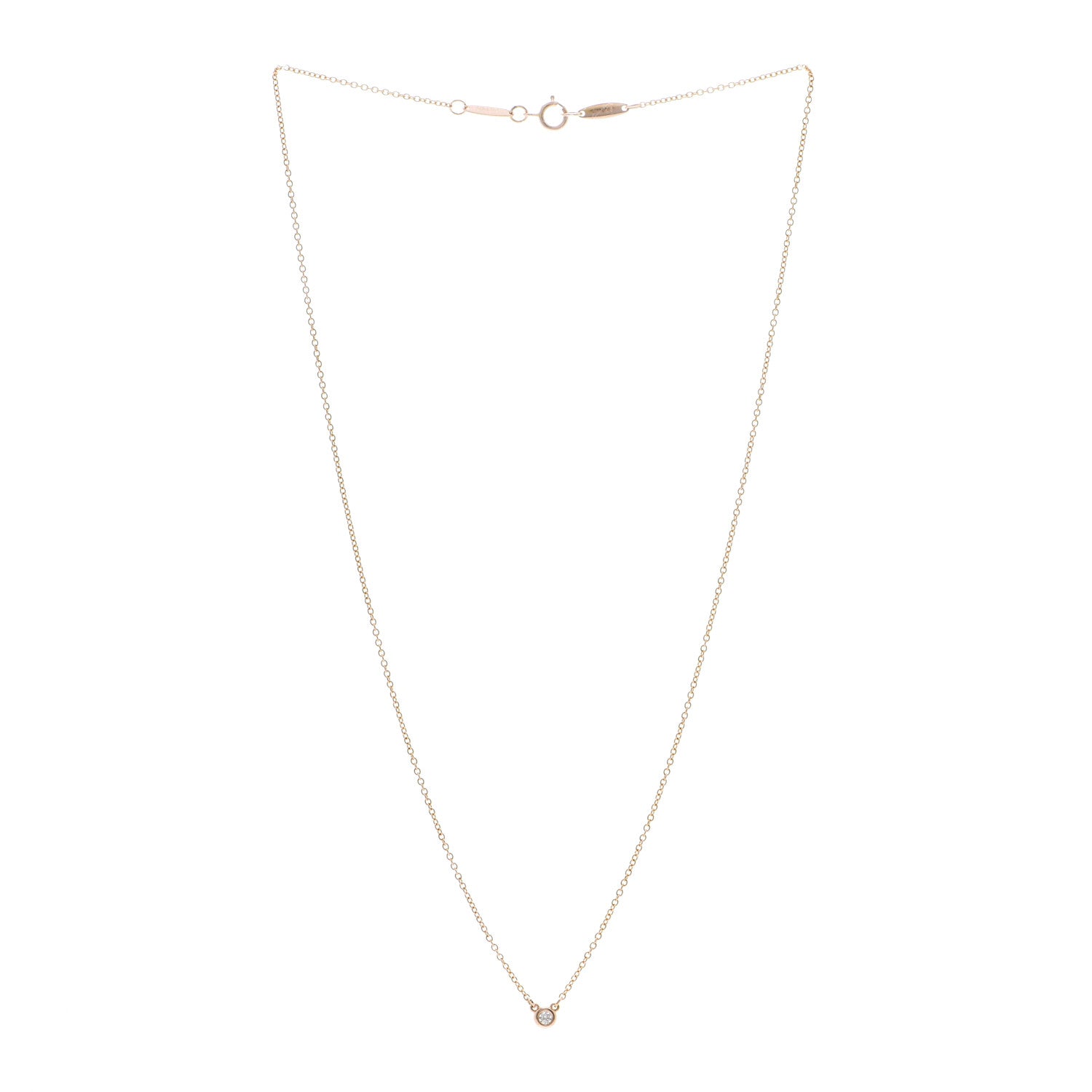 Tiffany 18K Rose Gold Diamond .03ct Elsa Peretti Diamonds by the Yard Pendant Necklace 3 of 4