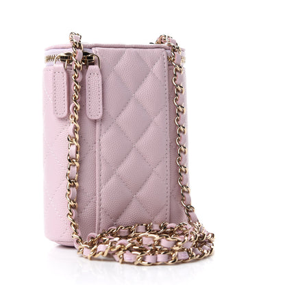 Chanel Caviar Quilted Small Vertical Coco Beauty Vanity Case With Chain Light Pink 3 of 8