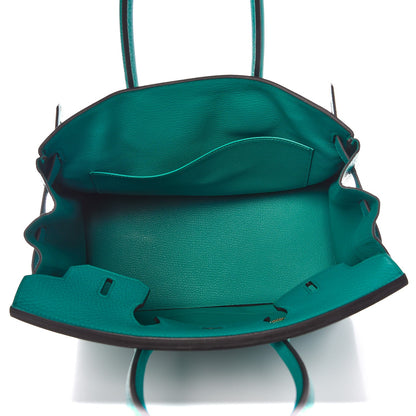 Hermes Taurillon Clemence Birkin 30 Bleu Paon 7 of 30