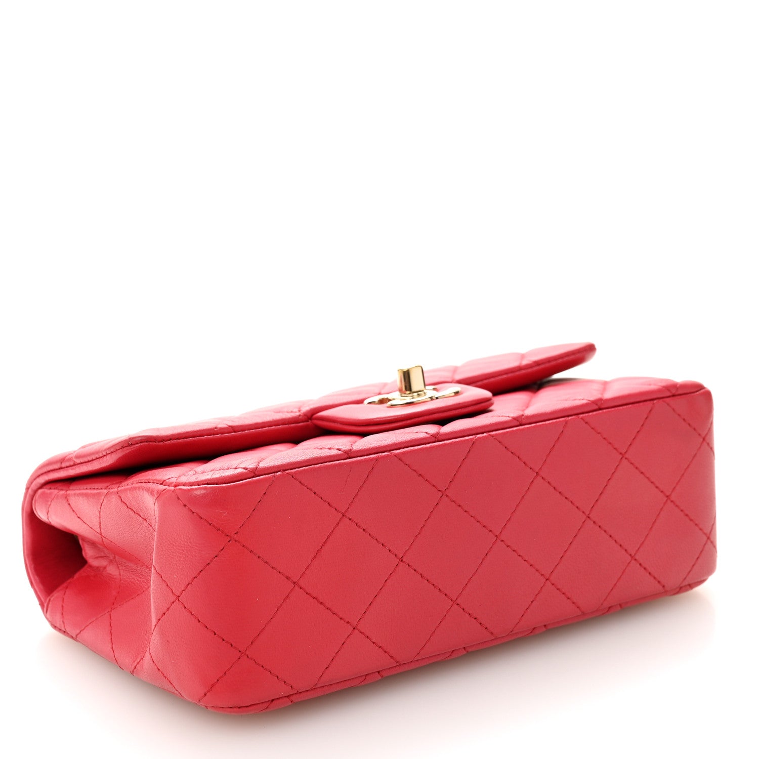 Chanel Lambskin Quilted Mini Rectangular Flap Dark Pink 4 of 10