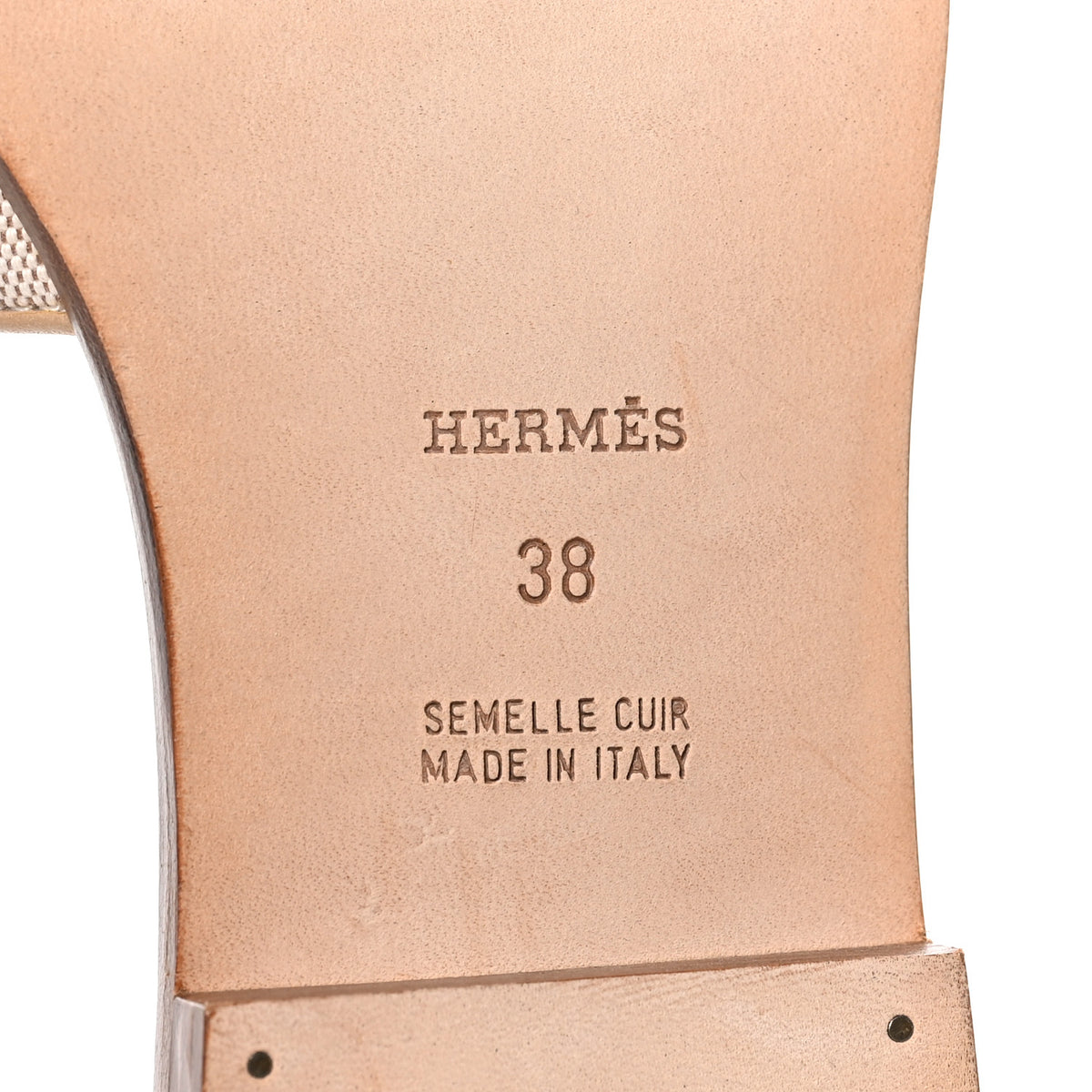 Hermes Linen Canvas Oran Sandals 38 Beige 8 of 8