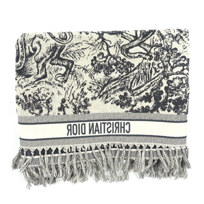 Christian Dior Cotton Toile De Jouy Reverse Towel Grey Ivory 3 of 4