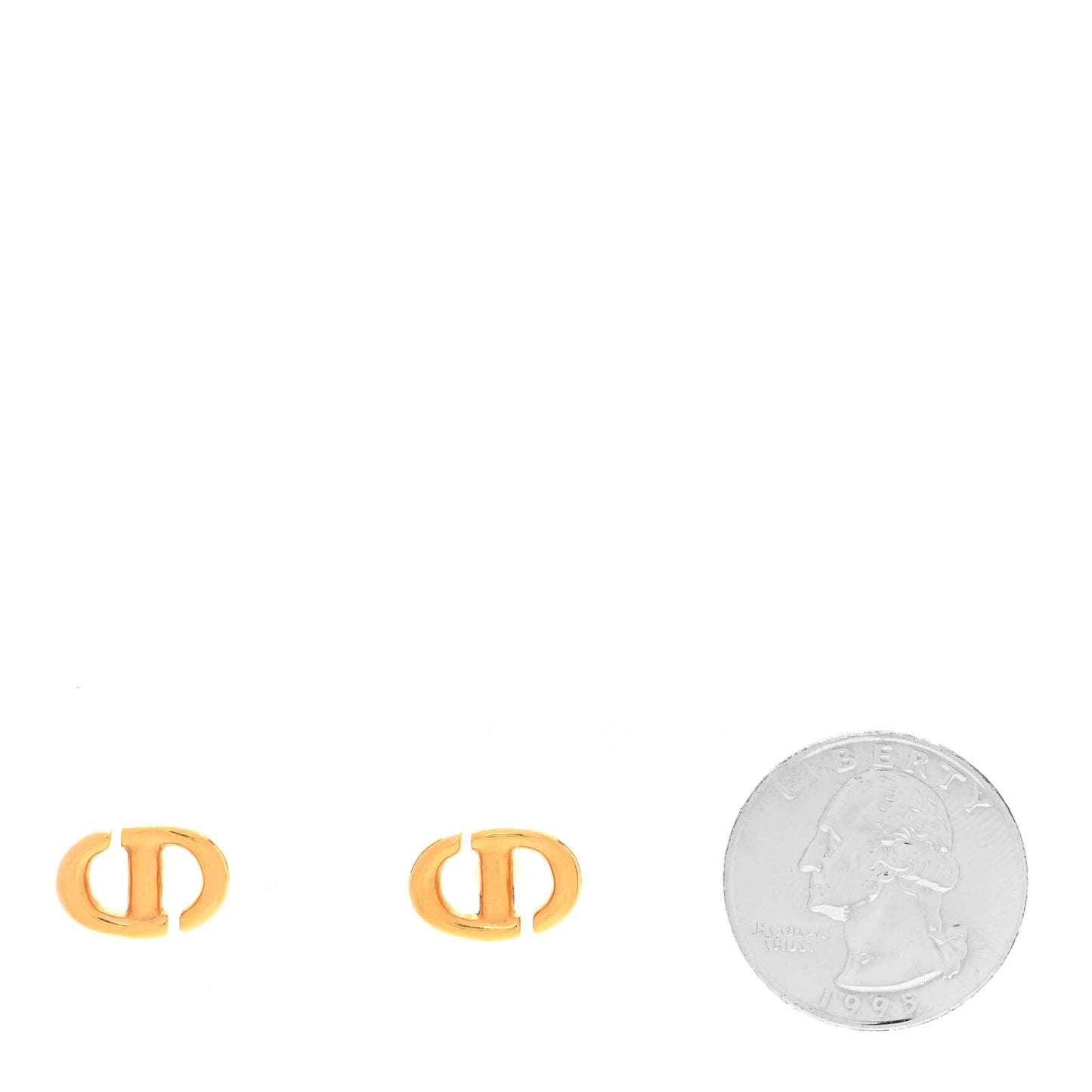 Metal Petit CD Stud Earrings Gold