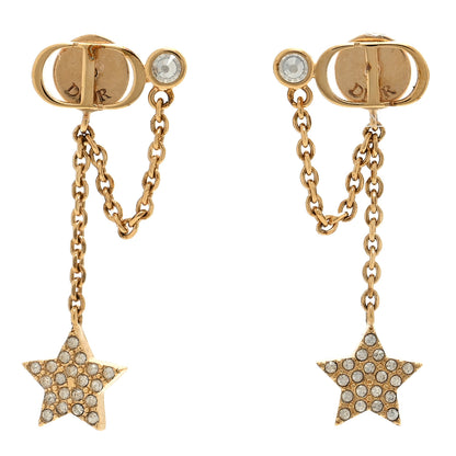 Christian Dior CHRISTIAN DIOR Crystal Petit CD Star Chain Earrings Gold 1 of 4
