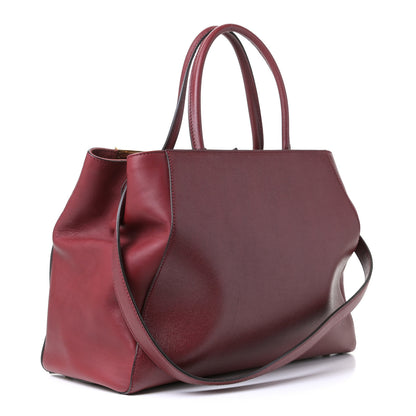 Fendi Vitello Elite Regular 2Jours Tote Rosso Scuro Ciliegia 2 of 4