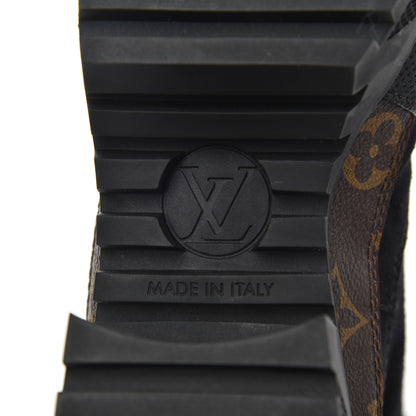 Louis Vuitton Suede Calfskin Monogram Laureate Platform Desert Boots 35 Black 6 of 11