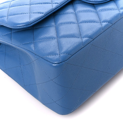Chanel Caviar Quilted Jumbo Double Flap Blue 10 of 11