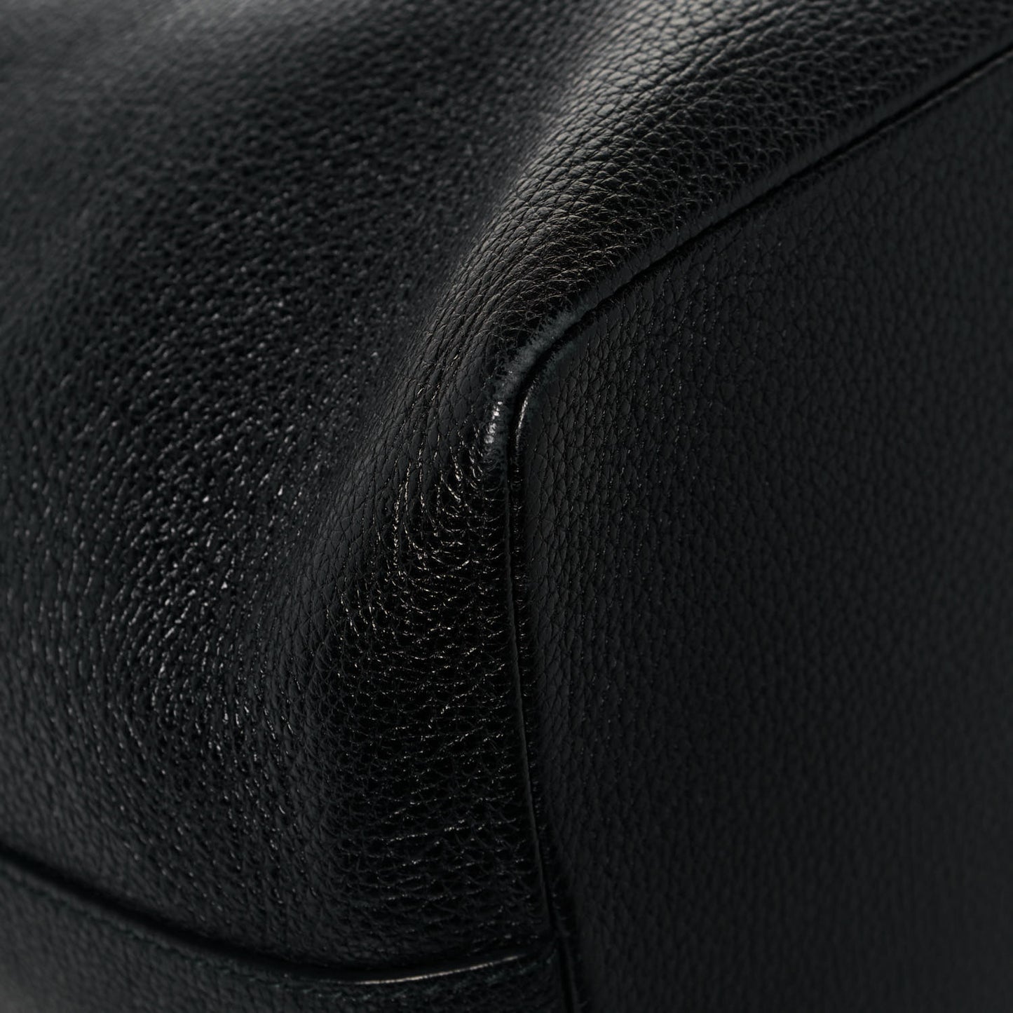 Drummed Calfskin Claudia Drawstring Bucket Shoulder Bag Black