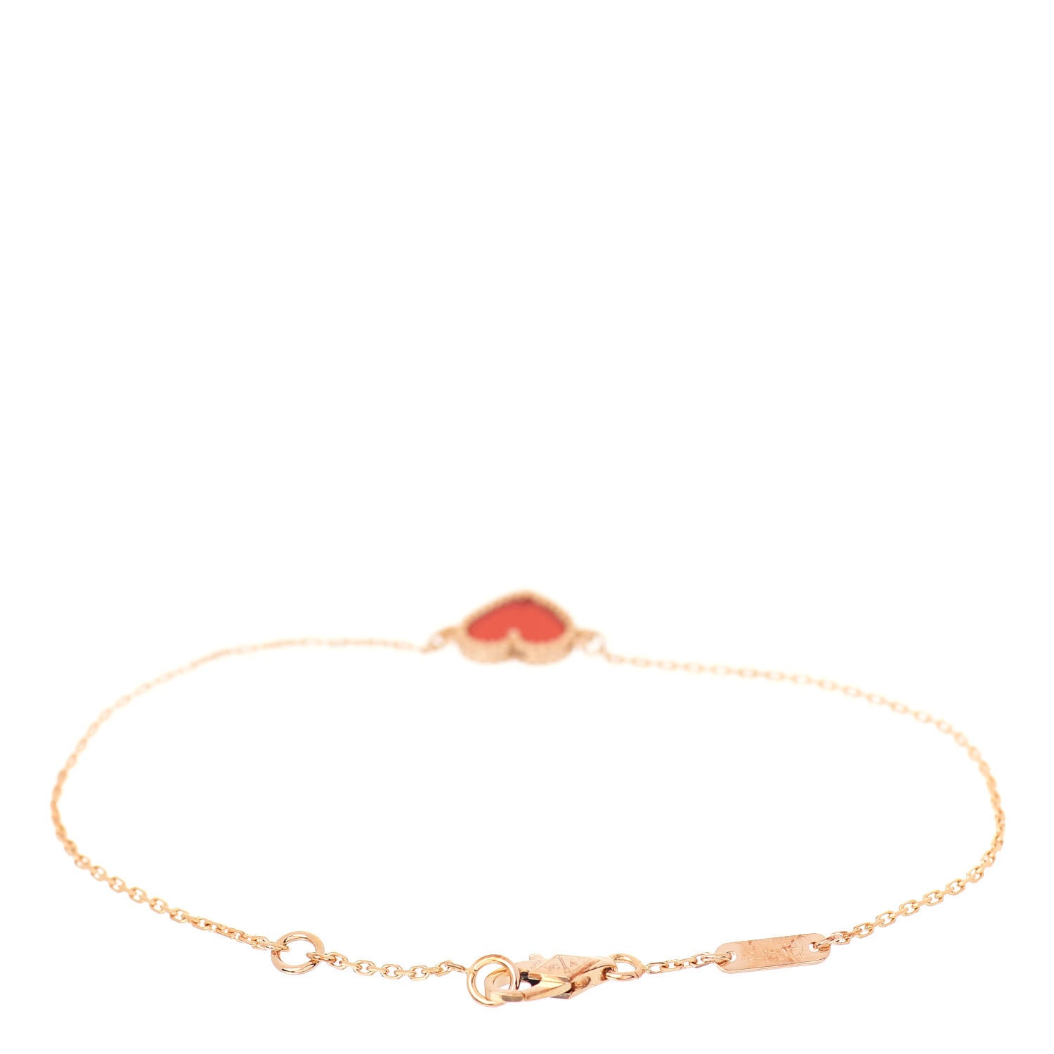 Van Cleef & Arpels 18K Rose Gold Carnelian Sweet Alhambra Heart Bracelet 3 of 5