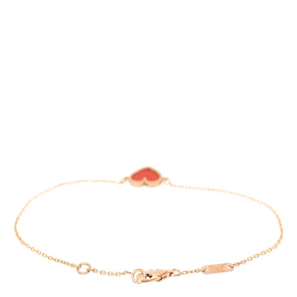 Van Cleef & Arpels 18K Rose Gold Carnelian Sweet Alhambra Heart Bracelet 3 of 5