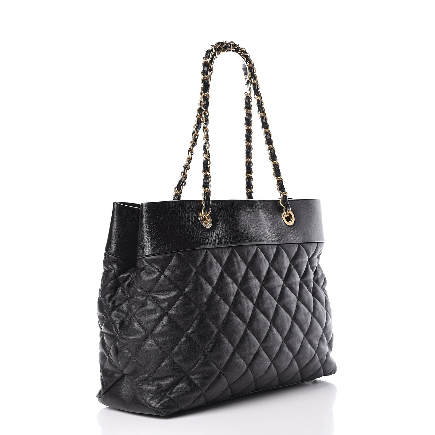 Calfskin Quilted Large Soft Elegance Tote Black