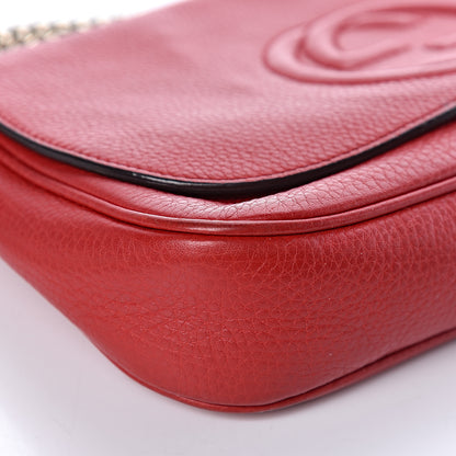 Gucci Pebbled Calfskin Medium Soho Flap Crossbody Tabasco Red 19 of 24