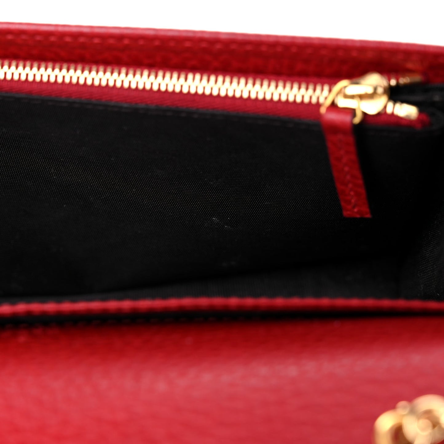 Dollar Calfskin Mini GG Marmont Chain Wallet Hibiscus Red