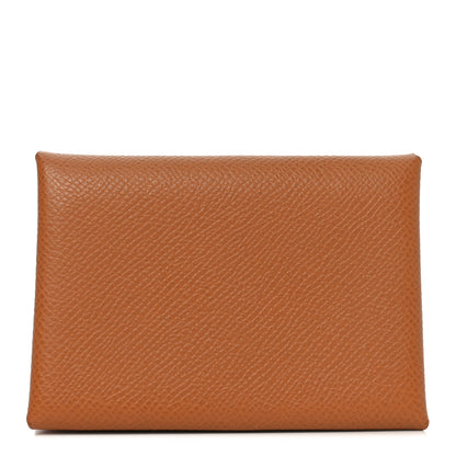 Hermes Epsom Calvi Duo Card Case Gold 1 of 8