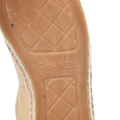 Chanel Lambskin CC Espadrilles 37 Beige Black 6 of 7