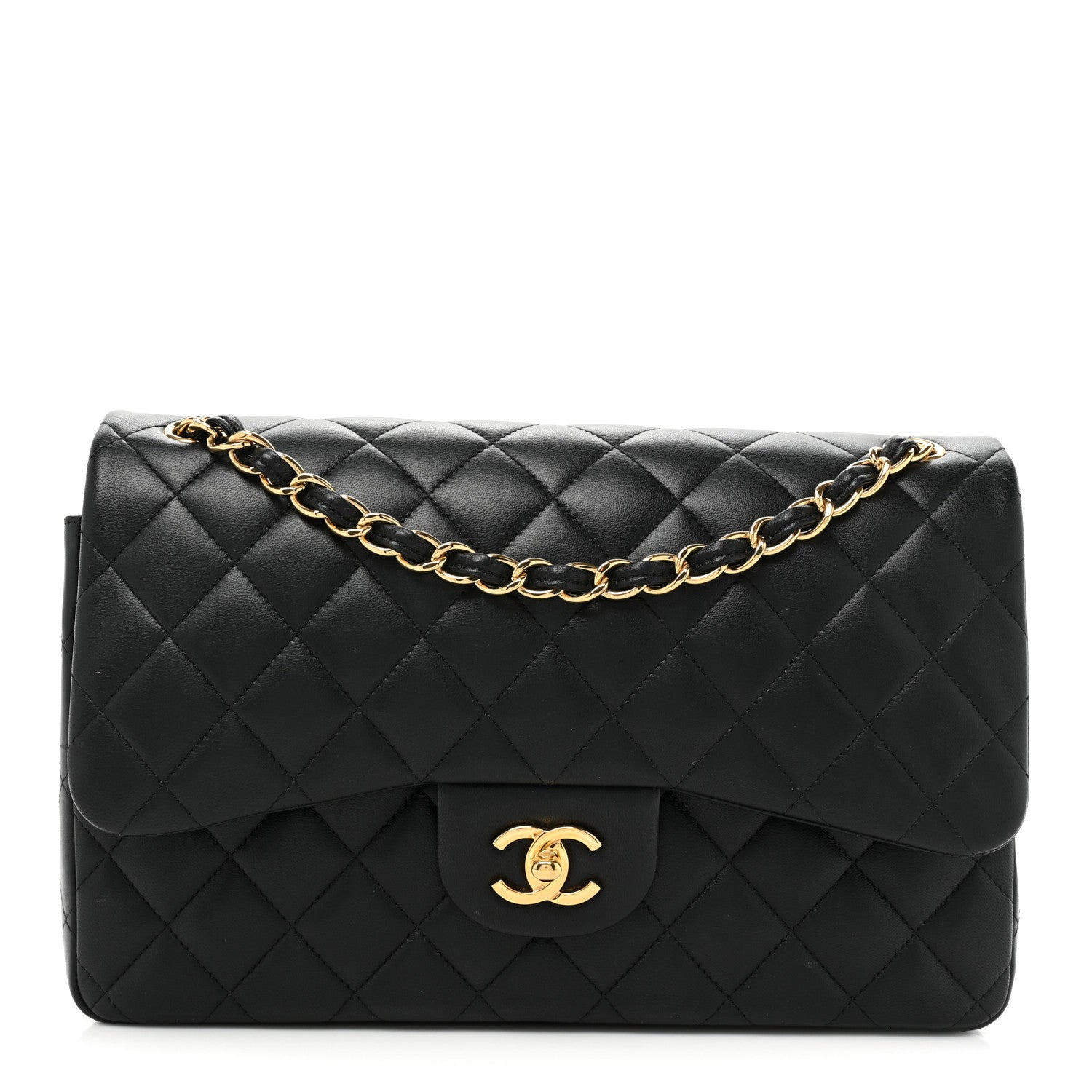 Chanel Lambskin Quilted Jumbo Double Flap Black 1 of 21