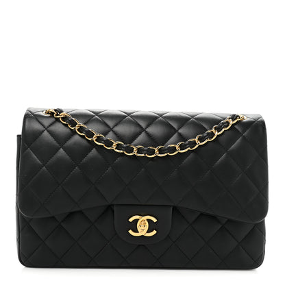 Chanel Lambskin Quilted Jumbo Double Flap Black 1 of 21