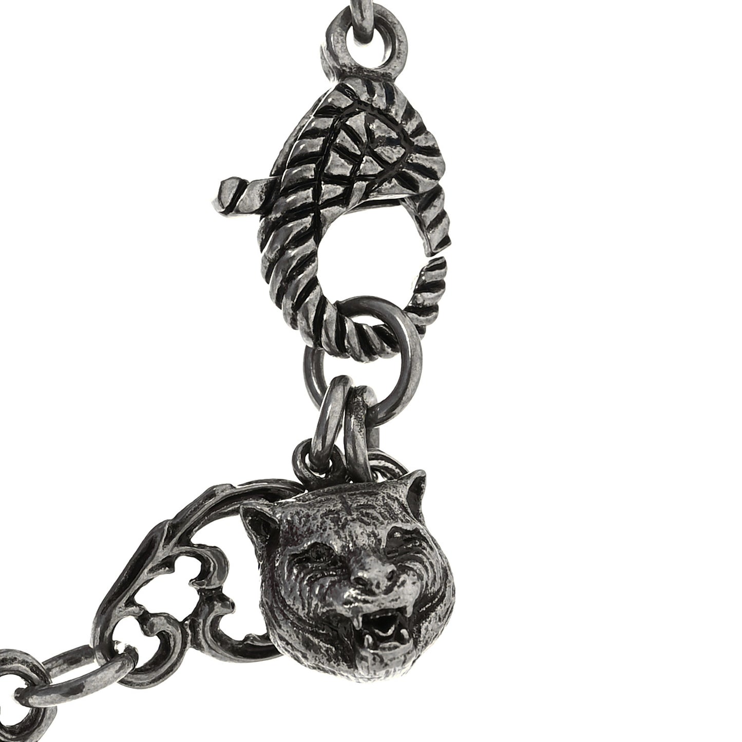 Oxidized Palladium Crystal Double G Bracelet Silver
