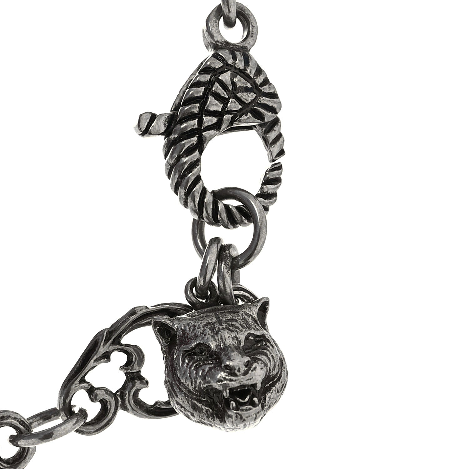 Gucci Oxidized Palladium Crystal Double G Bracelet Silver 4 of 4