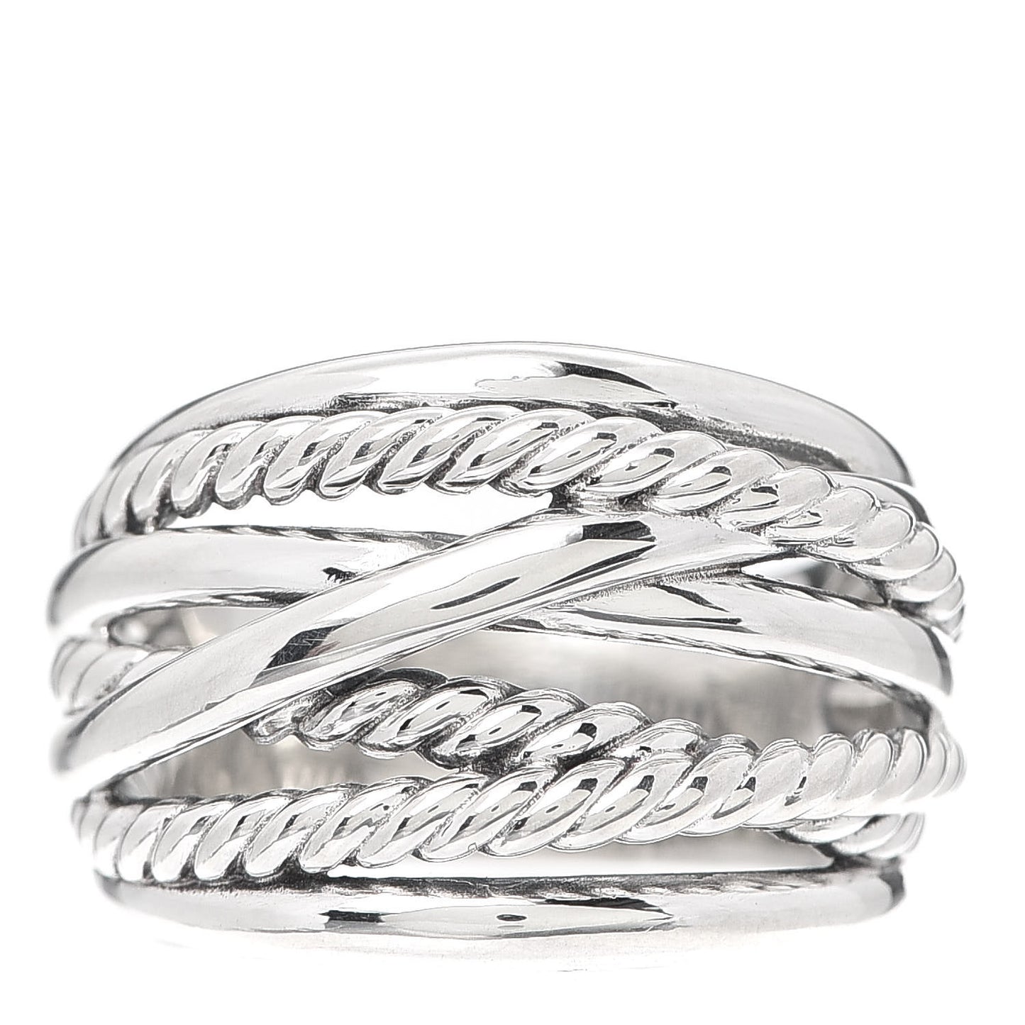 Sterling Silver 18mm Wide Crossover Cable Ring 57 8