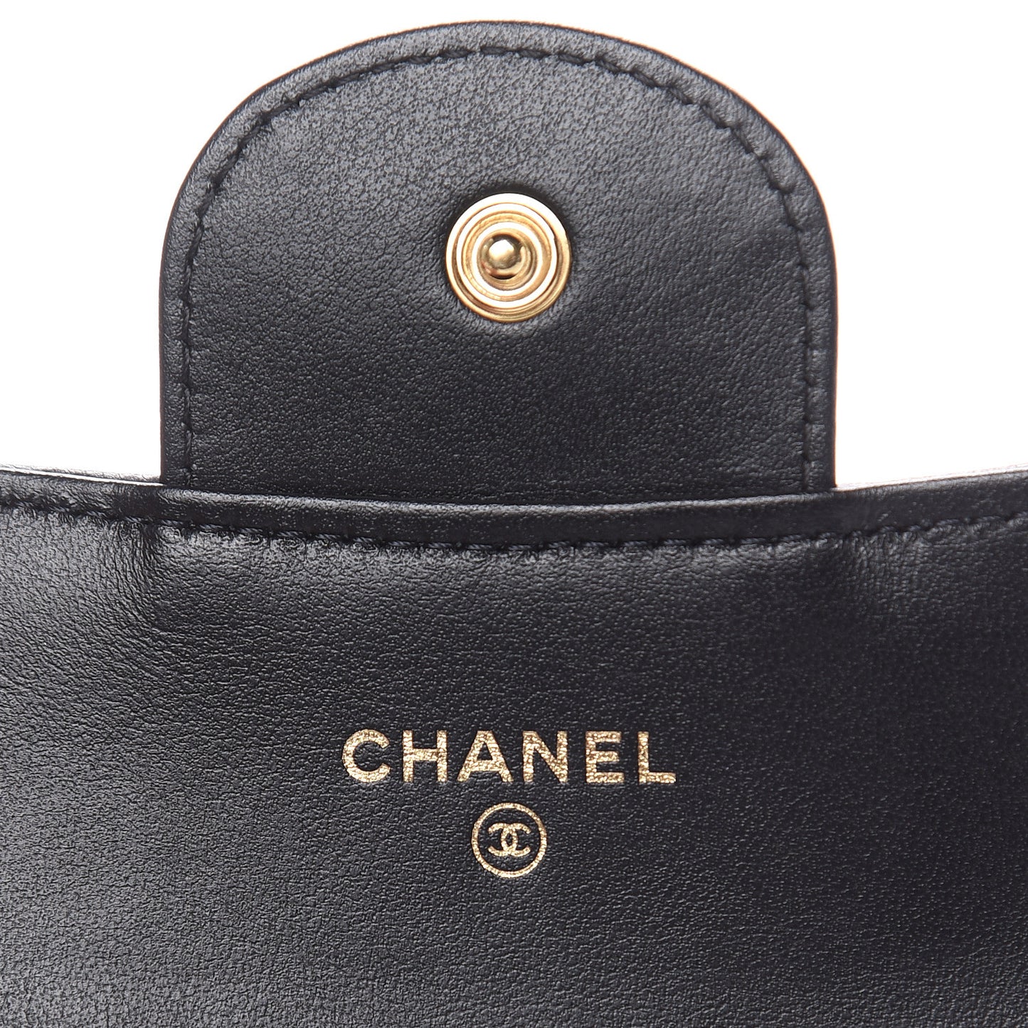 Crumpled Calfskin Chevron Quilted Reissue Card Holder Black