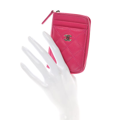 Chanel Caviar Quilted Zip Card Holder Fuchsia 2 of 9