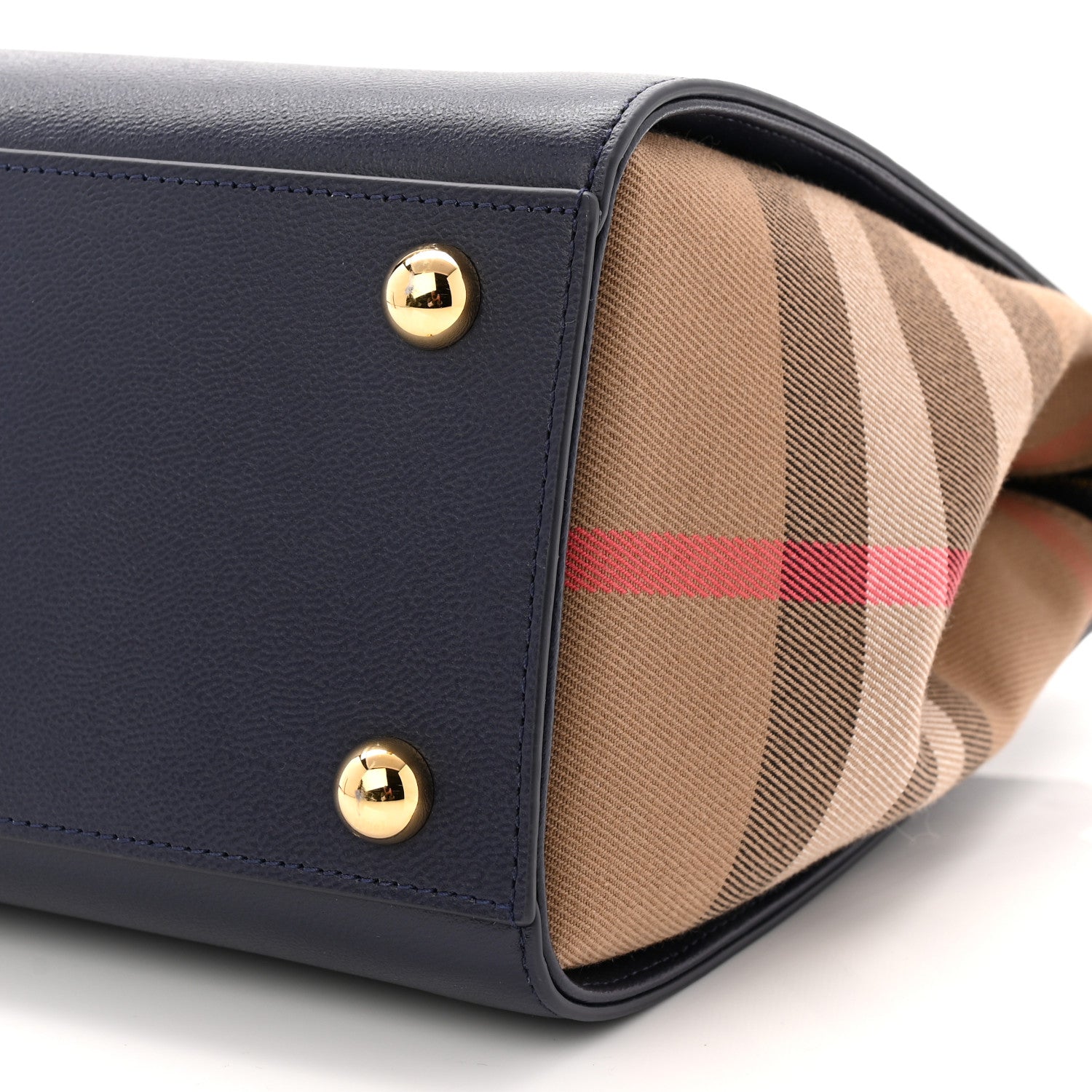 Burberry Calfskin Mega Check Small Banwell Tote Dark Canvas Blue 9 of 9