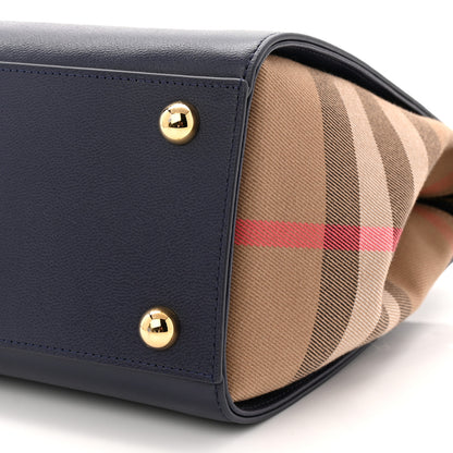 Burberry Calfskin Mega Check Small Banwell Tote Dark Canvas Blue 9 of 9