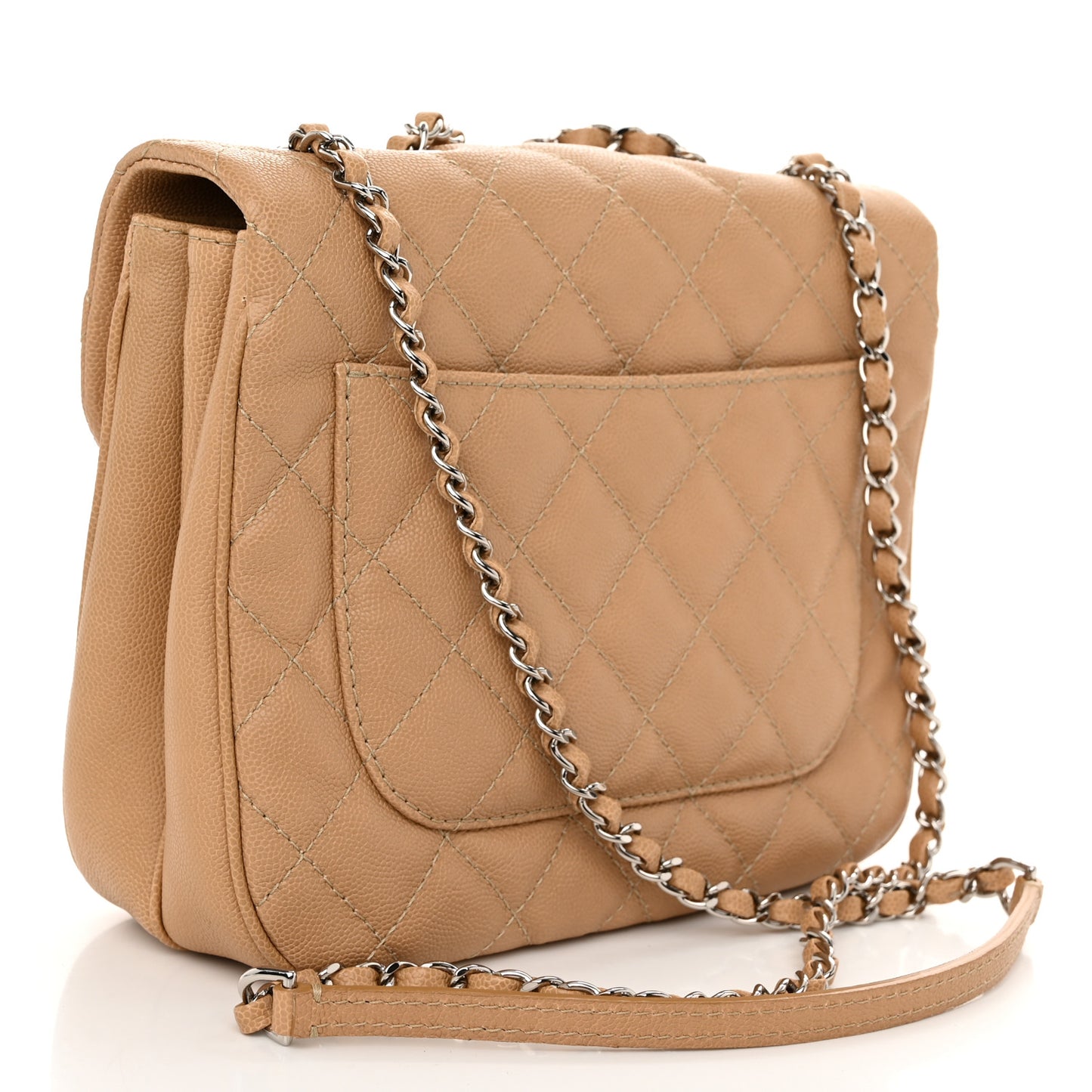 Caviar Quilted Medium Urban Companion Flap Beige