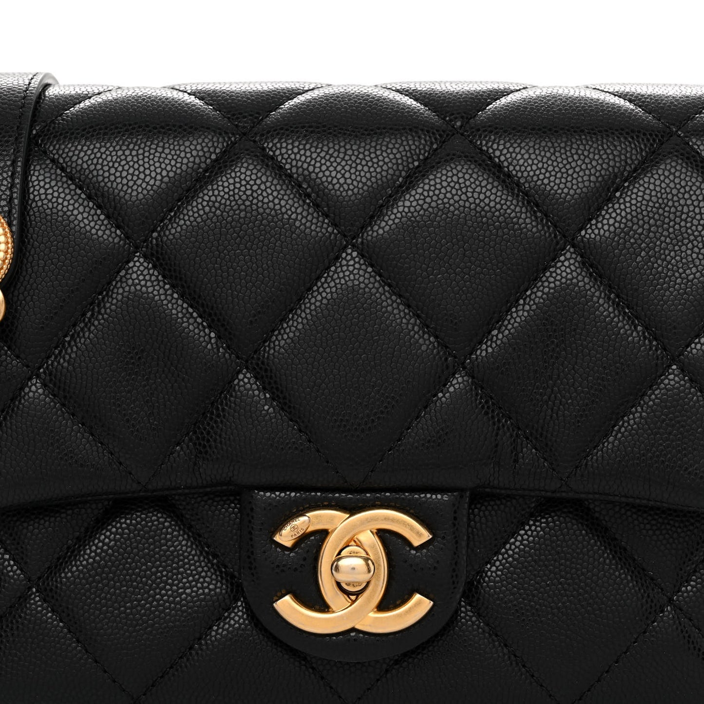 Caviar Quilted Small Twist Your Buttons Flap Black