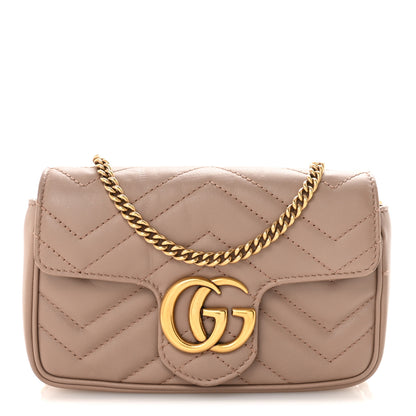 Gucci Calfskin Matelasse Super Mini GG Marmont Shoulder Bag Porcelain Rose 1 of 10