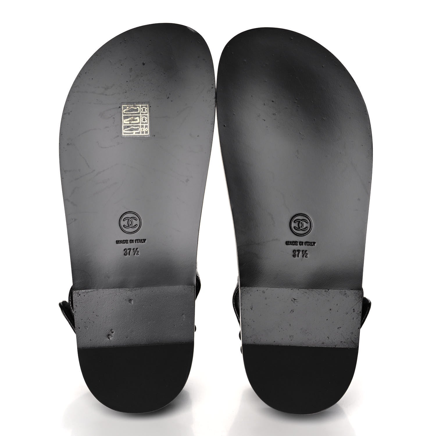 Chanel Grained Calfskin Velcro Dad Sandals 37.5 Black 5 of 10