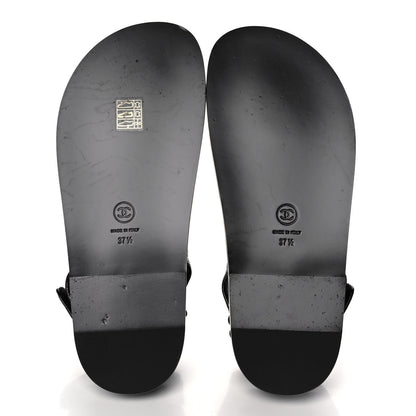 Chanel Grained Calfskin Velcro Dad Sandals 37.5 Black 5 of 10