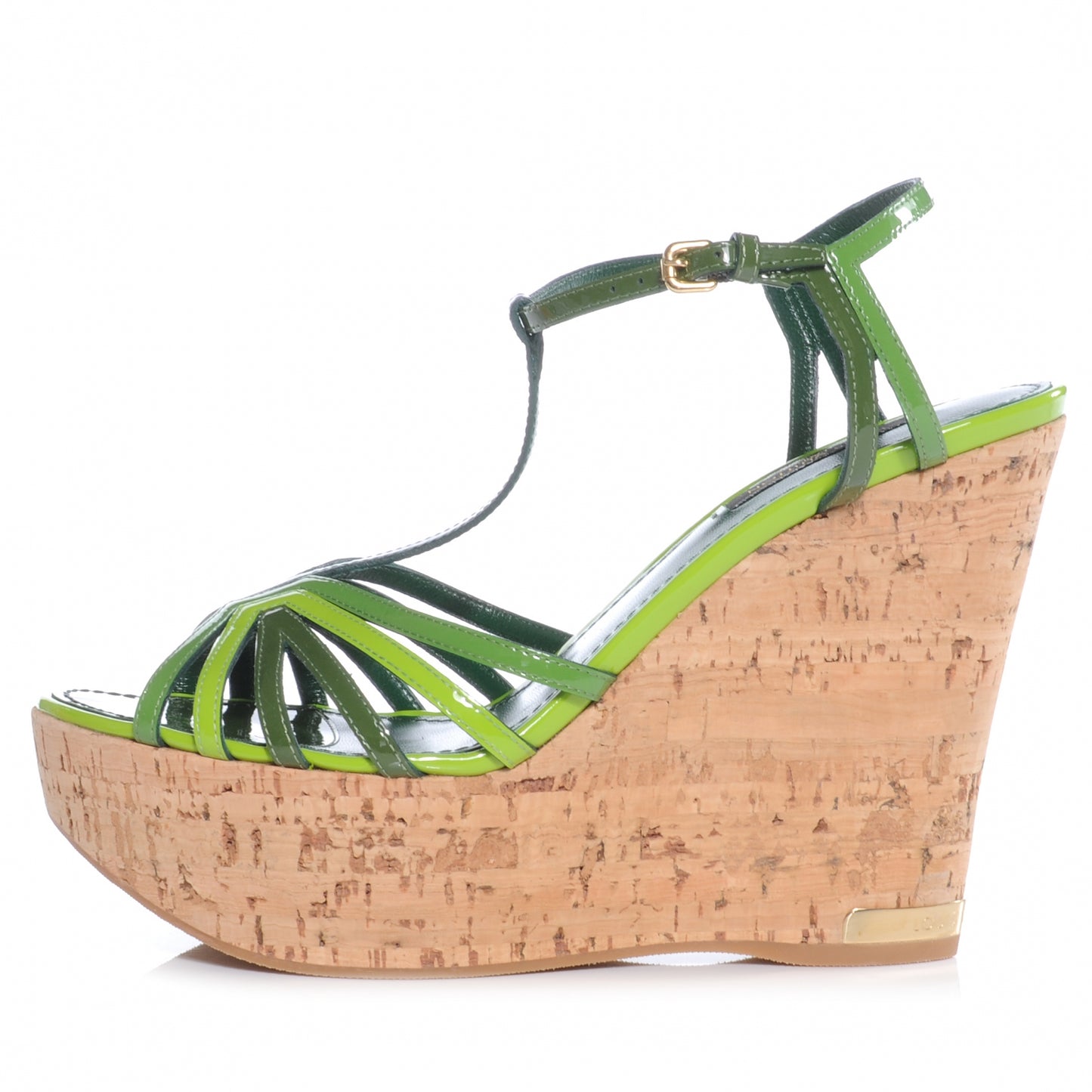 Patent Cork Summertime Wedges 37.5 Green