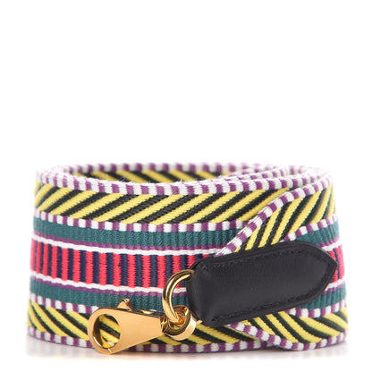 Hermes Toile Swift 50mm Sangle Cavale Shoulder Strap Multicolor Noir 1 of 7