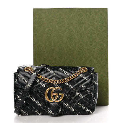Gucci X BALENCIAGA Calfskin Matelasse Logo Print Small GG Marmont Shoulder Bag Black 11 of 11