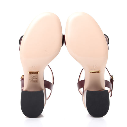 Gucci Lifford Calfskin GG Marmont Ankle Wrap 75mm Sandals 35 Vintage Bordeaux 7 of 9