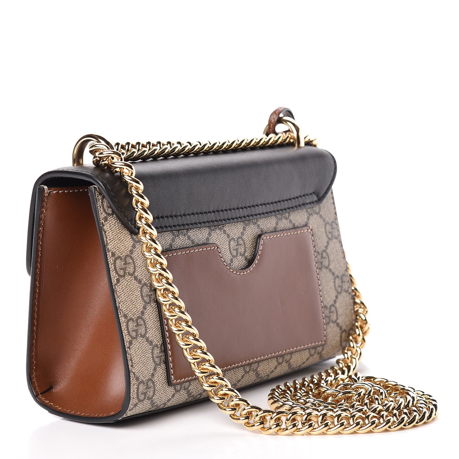 Gucci GG Supreme Monogram Calfskin Small Padlock Shoulder Bag Beige Black Cuir 3 of 12